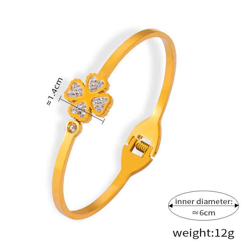18K Gold Butterfly, Snake & Four-Leaf Clover Diamond Bracelet