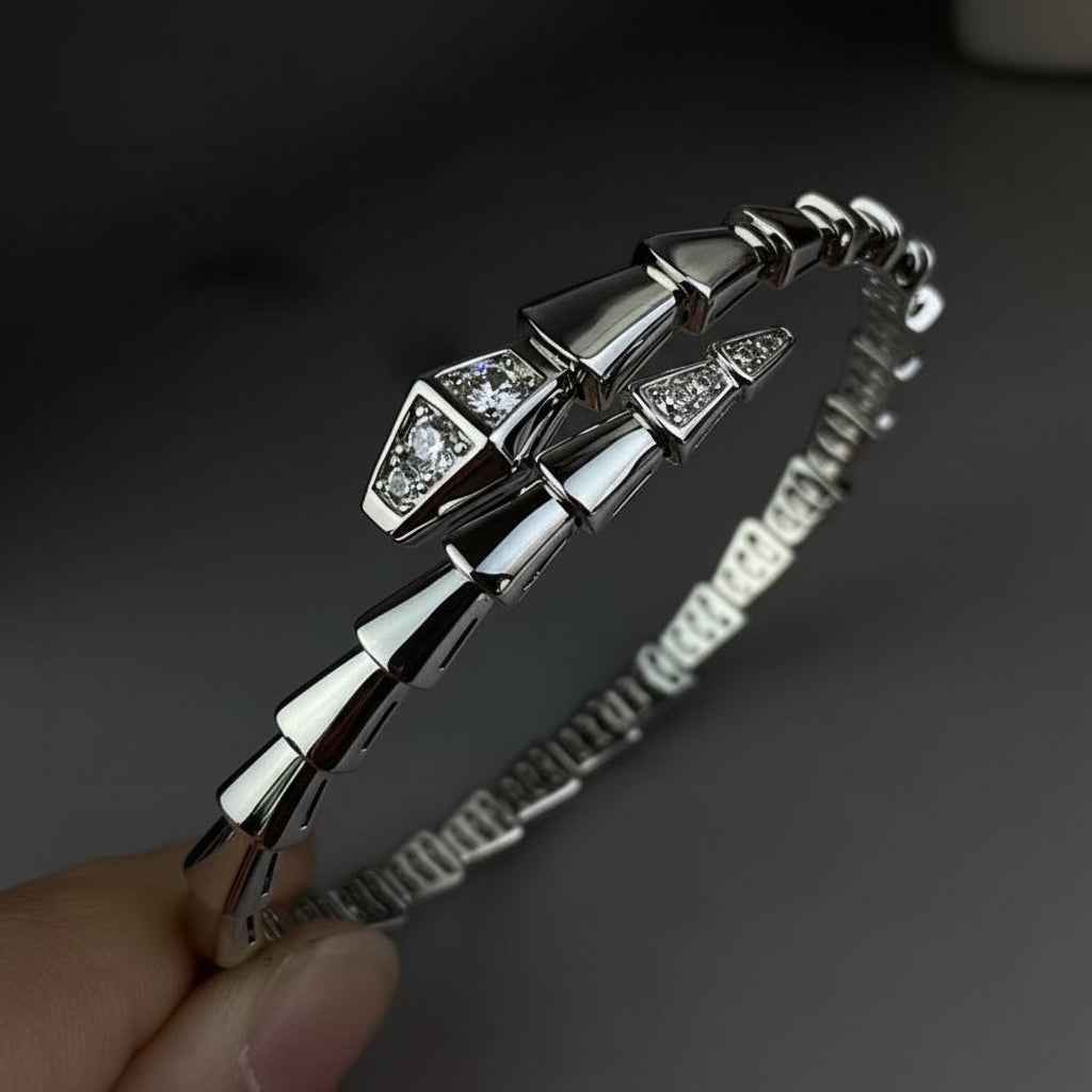 18K Gold Plated Serpent Bracelet with Cubic Zirconia