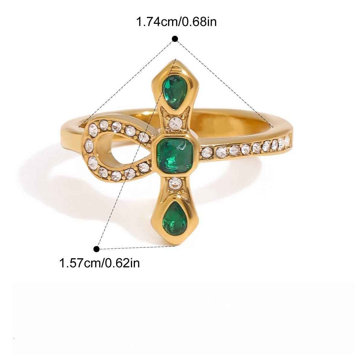 Gold Plated Cross & Snake Cubic Zirconia Ring