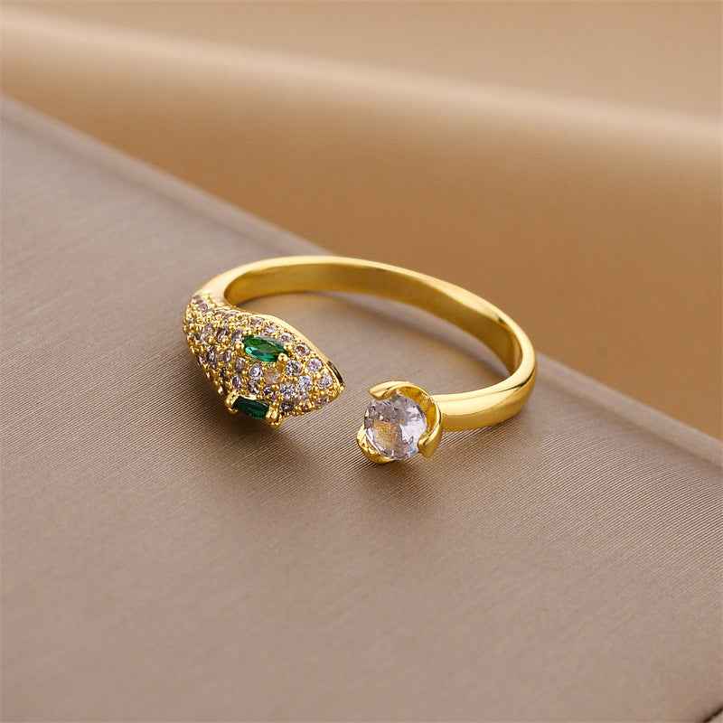 Trendy Zircon Serpentine Open Ring