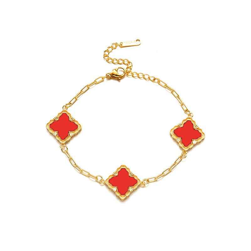 18K Gold Plated Four Leaf Clover Jewelry Set | Necklace, Bracelet, Earrings & Ring for Everyone