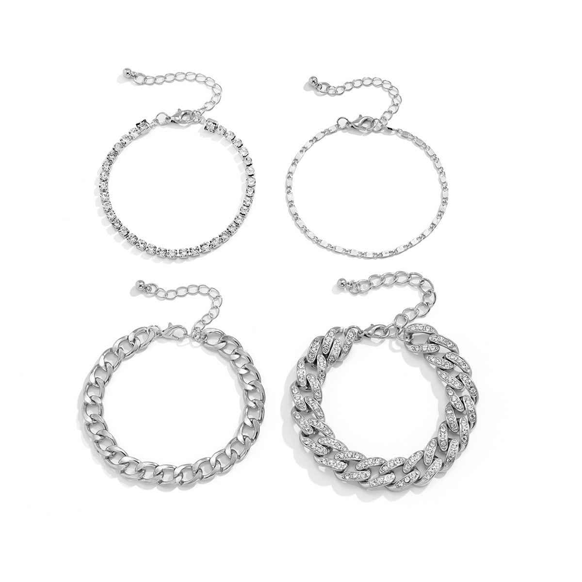 18K Gold Plated Diamond Cuban Chain Bracelet Set | Hip Hop Bracelet for Everyone