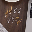 Stainless Steel Zirconia Drop Hoop Earrings | Geometric Hoop Earrings for Everyone