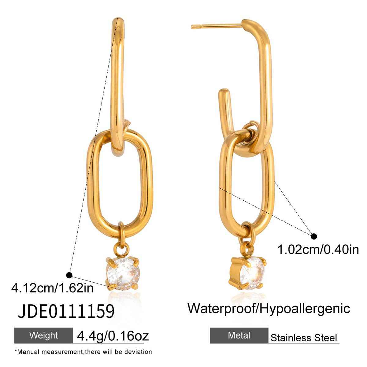 Stainless Steel Zirconia Drop Hoop Earrings | Geometric Hoop Earrings for Everyone