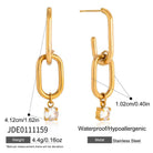 Stainless Steel Zirconia Drop Hoop Earrings | Geometric Hoop Earrings for Everyone