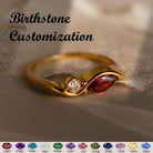 Elegant Wave Birthstone Ring — Personalized with Custom Engraving