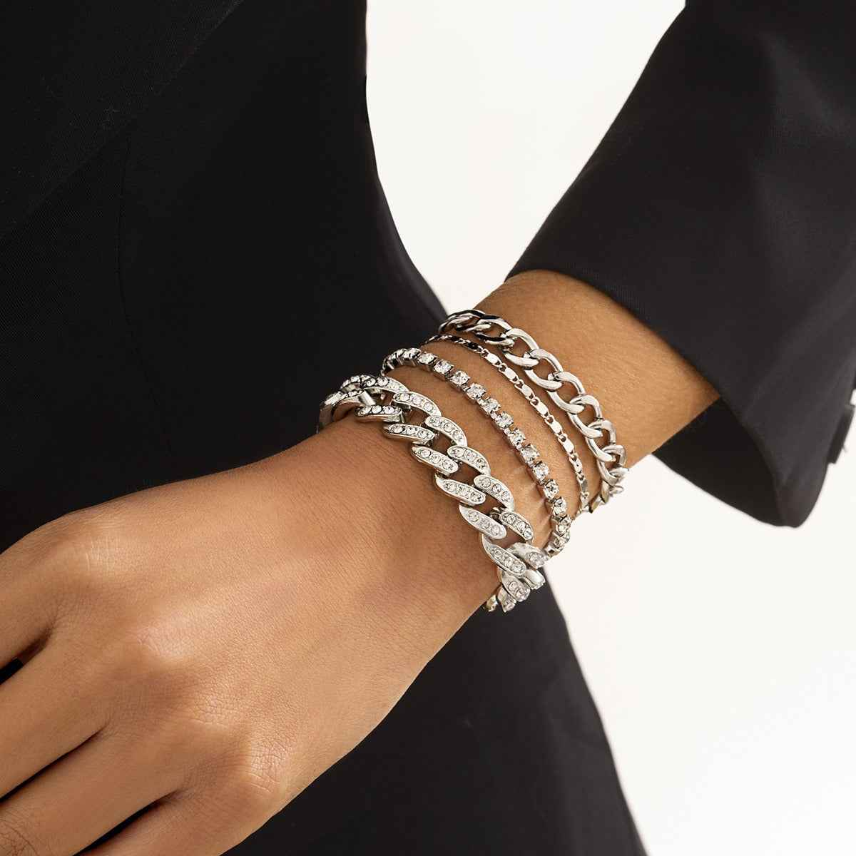 18K Gold Plated Diamond Cuban Chain Bracelet Set | Hip Hop Bracelet for Everyone