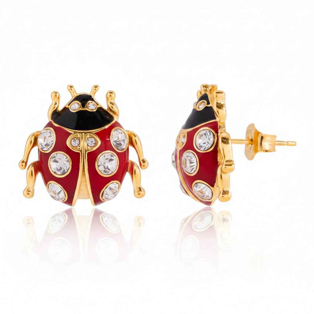 Colorful Insect & Ladybug Zircon Stud Earrings