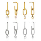 Stainless Steel Zirconia Drop Hoop Earrings | Geometric Hoop Earrings for Everyone