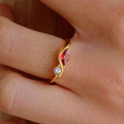 Elegant Wave Birthstone Ring — Personalized with Custom Engraving